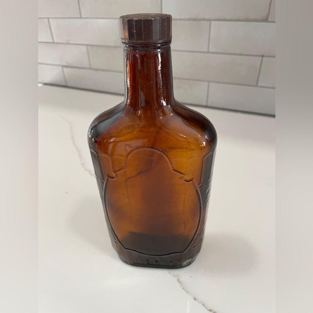 Vintage Brown Glass Half Pint Bottle